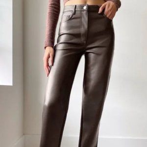 Aritzia Wilfred Melina Pant in Rich Cocoa Brown